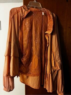 FP Movement by Free People Rust Orange Lace-Back Lightweight Jacket